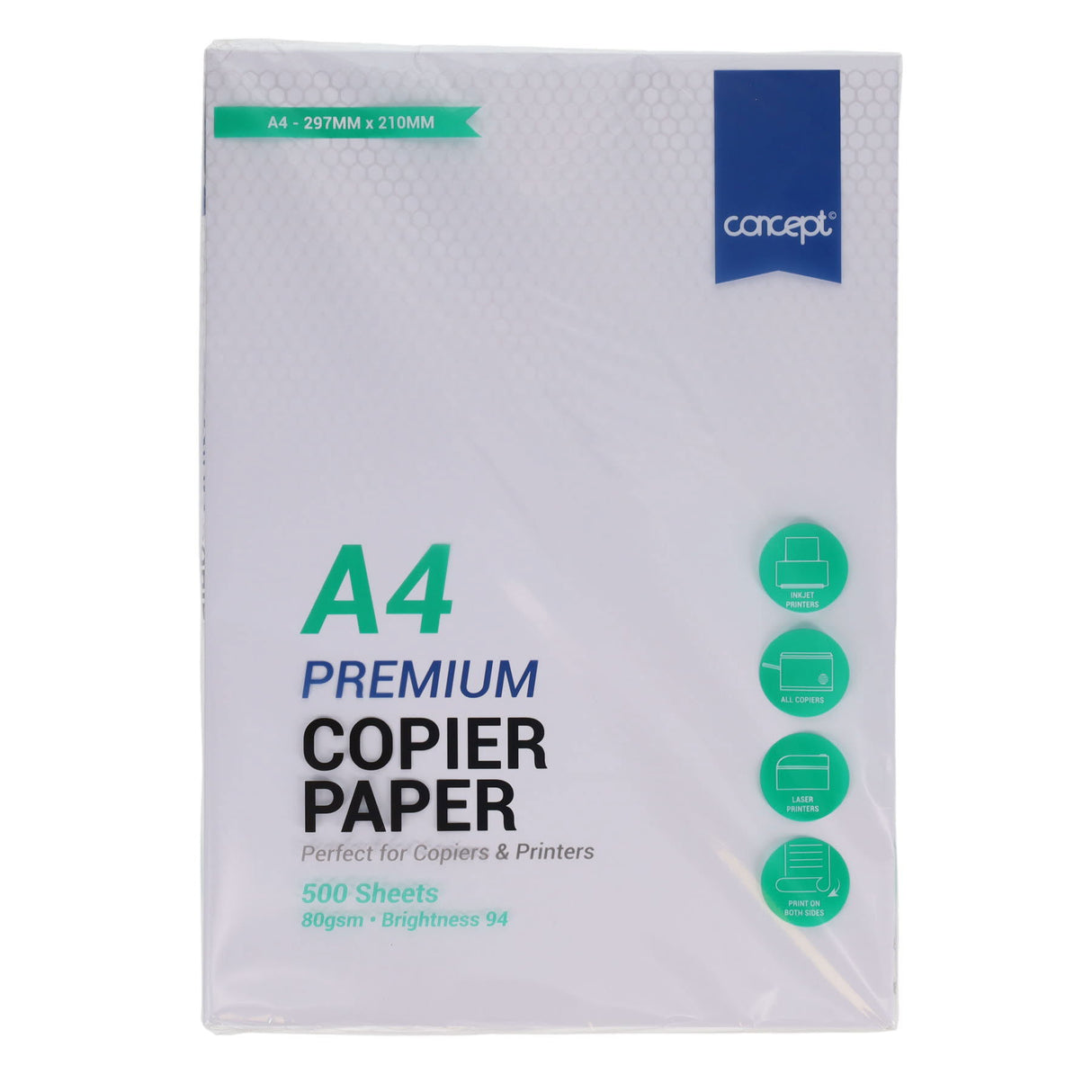 Concept - A4 Paper - 80gsm - White - Ream of 500 Sheets by Concept on Schoolbooks.ie