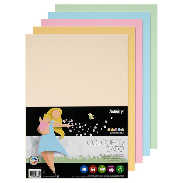 Premier Activity - A4 160gsm Card 50 Sheets - Rainbow Pastel by Premier Activity on Schoolbooks.ie