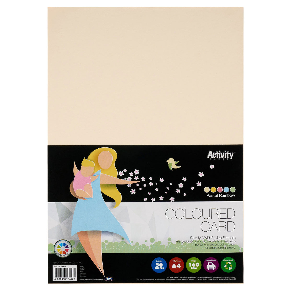 Premier Activity - A4 160gsm Card 50 Sheets - Rainbow Pastel by Premier Activity on Schoolbooks.ie