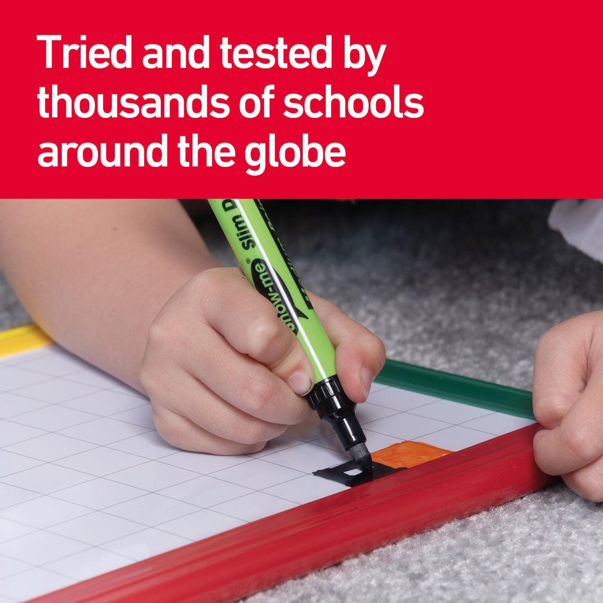 Show-me - Drywipe Markers - Medium Tip - Slim Barrel - Assorted Colours - Box of 50 by Show-me on Schoolbooks.ie