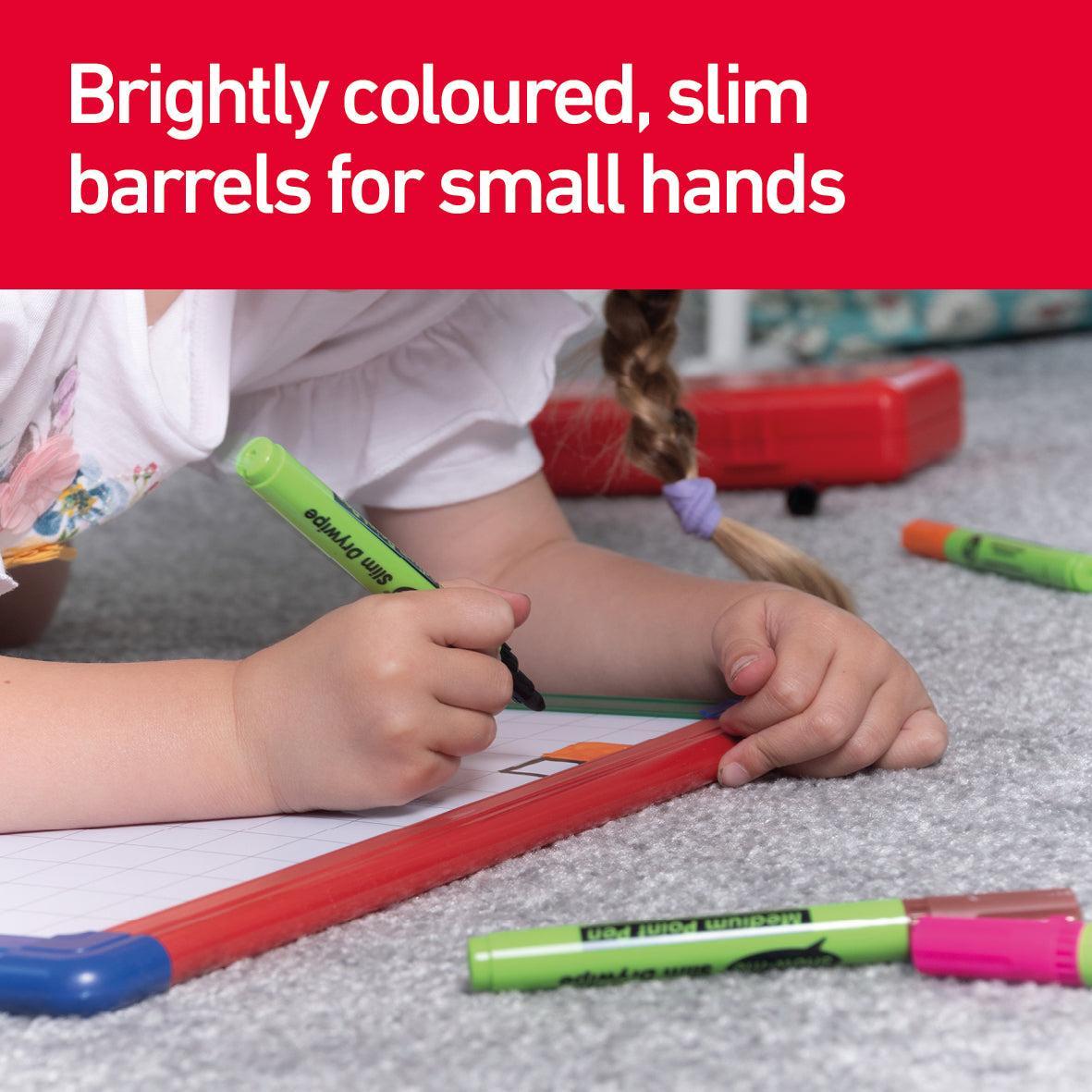 Show-me - Drywipe Markers - Medium Tip - Slim Barrel - Assorted Colours - Box of 50 by Show-me on Schoolbooks.ie