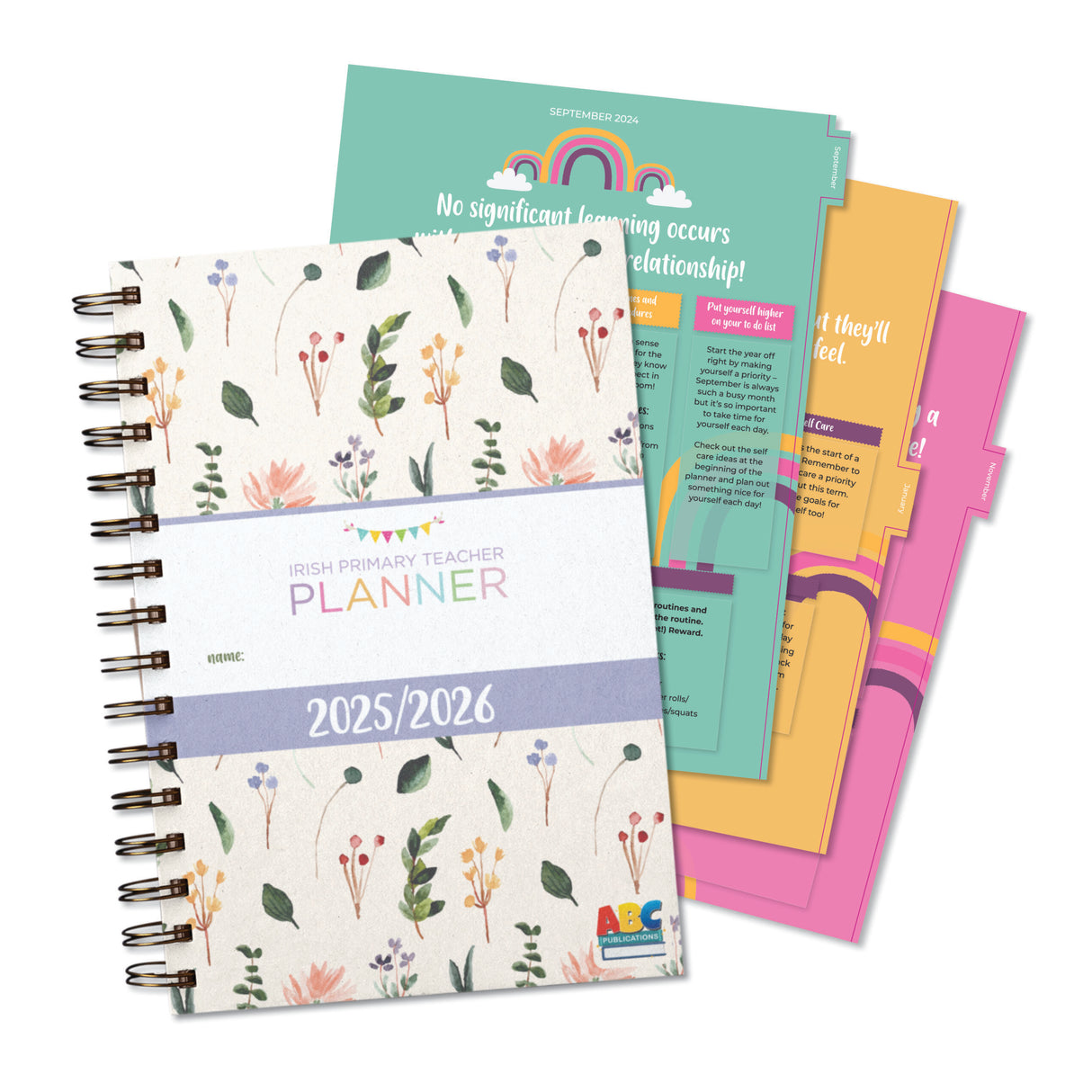 ■ Irish Primary Teacher Planner 2025-2026 - Flowers by ABC Publications on Schoolbooks.ie