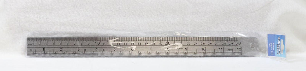 12" / 30cm Steel Ruler by Supreme Stationery on Schoolbooks.ie