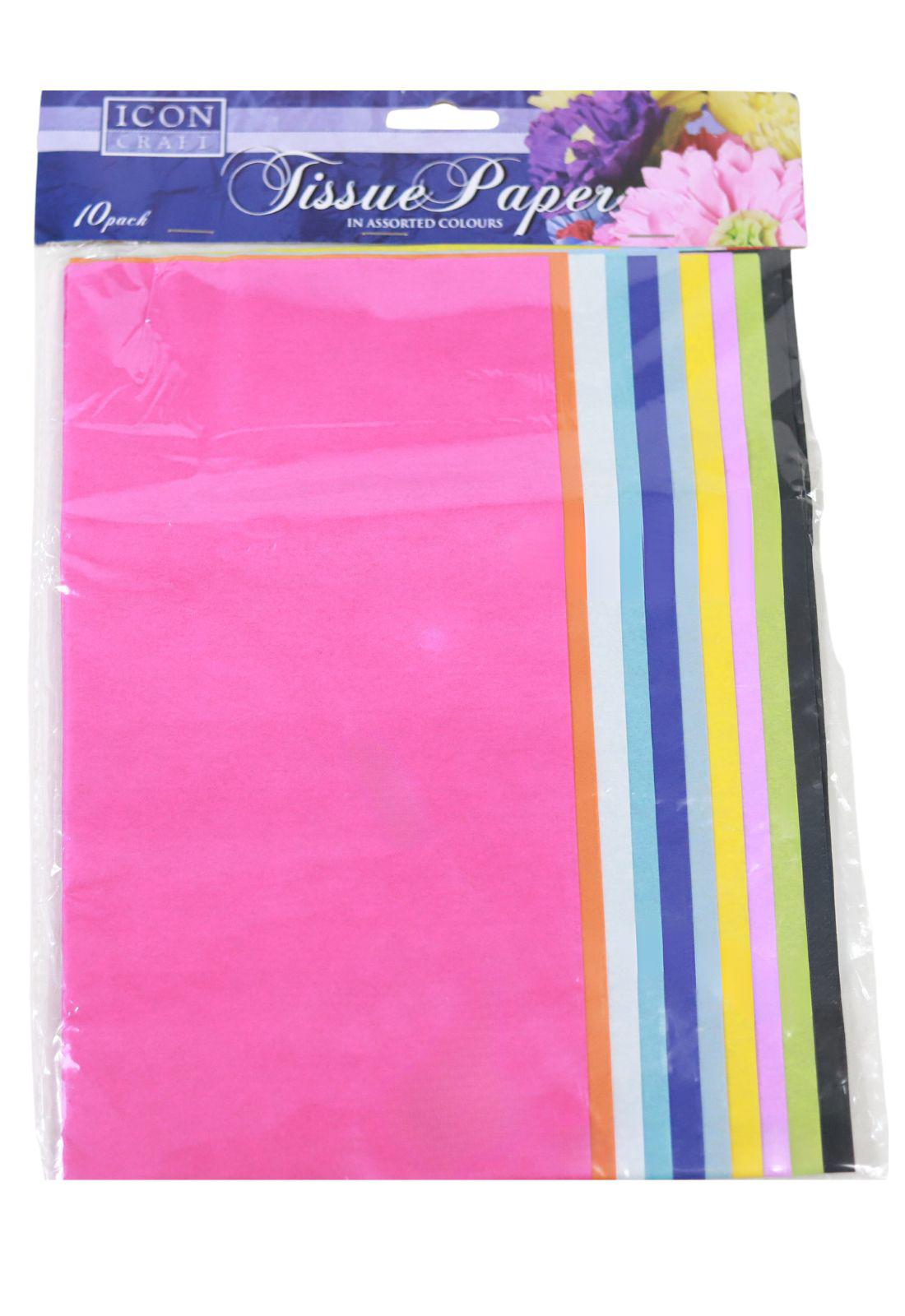 Icon Craft - Tissue Paper - Pack of 10 Assorted Sheets - Bright by Icon Craft on Schoolbooks.ie