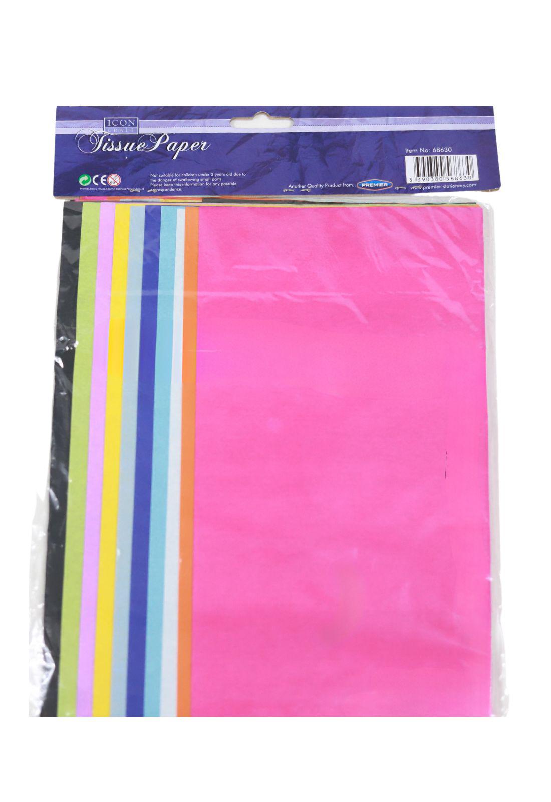 Icon Craft - Tissue Paper - Pack of 10 Assorted Sheets - Bright by Icon Craft on Schoolbooks.ie