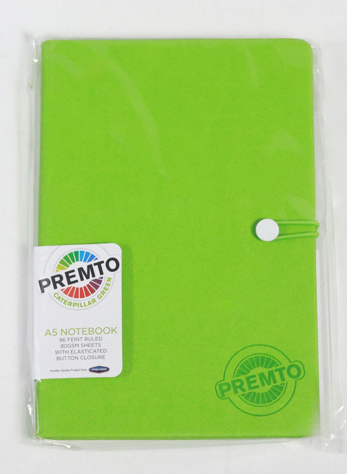 Premto - A5 192 Page Hardcover Pu Notebook With Elastic - Caterpillar Green by Premto on Schoolbooks.ie