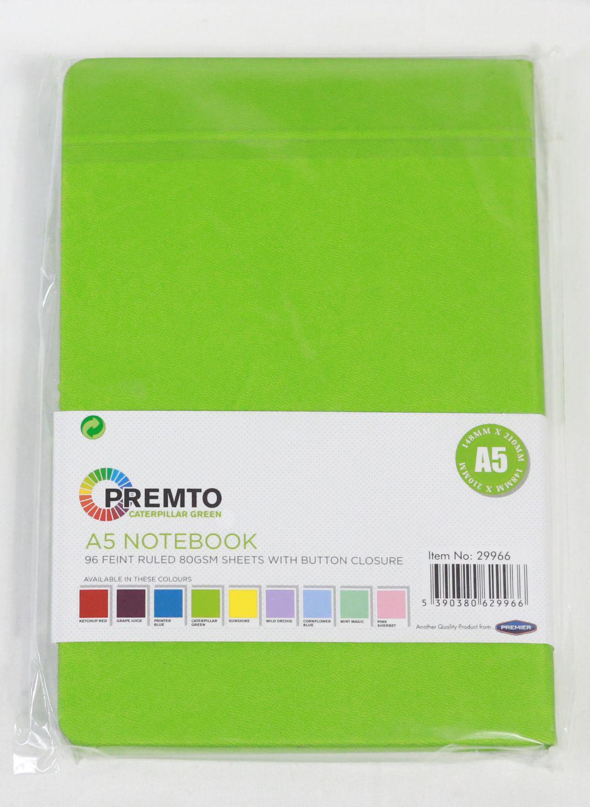 Premto - A5 192 Page Hardcover Pu Notebook With Elastic - Caterpillar Green by Premto on Schoolbooks.ie