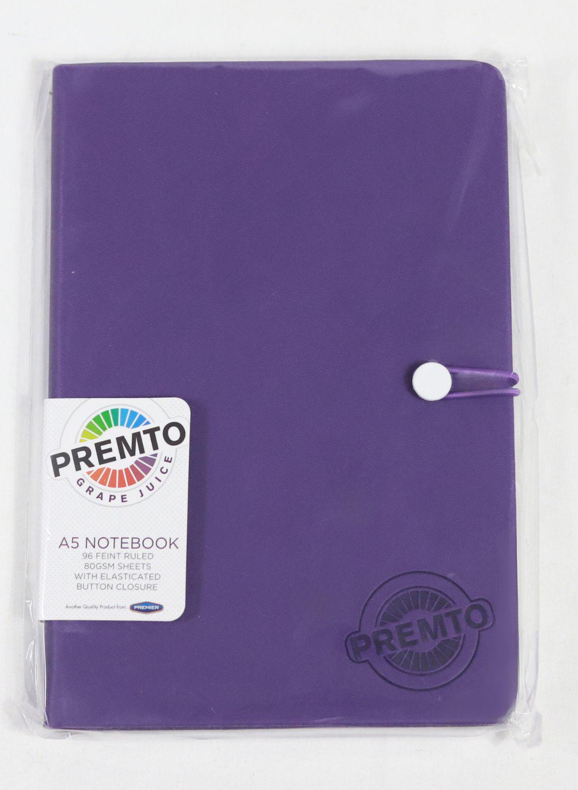 Premto - A5 192 Page Hardcover Pu Notebook With Elastic - Grape Juice by Premto on Schoolbooks.ie