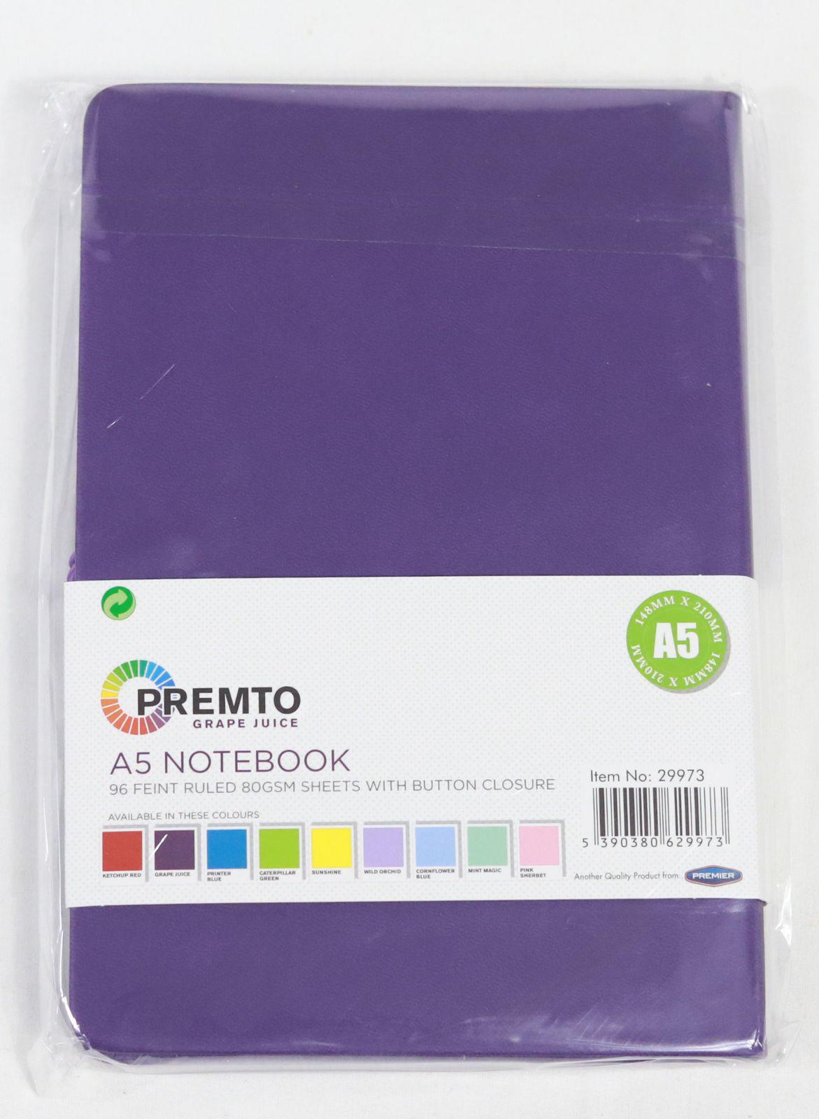 Premto - A5 192 Page Hardcover Pu Notebook With Elastic - Grape Juice by Premto on Schoolbooks.ie