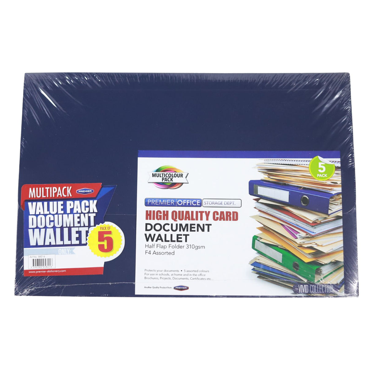 Concept - Pack of 5 A4 Document Wallets - Card by Concept on Schoolbooks.ie
