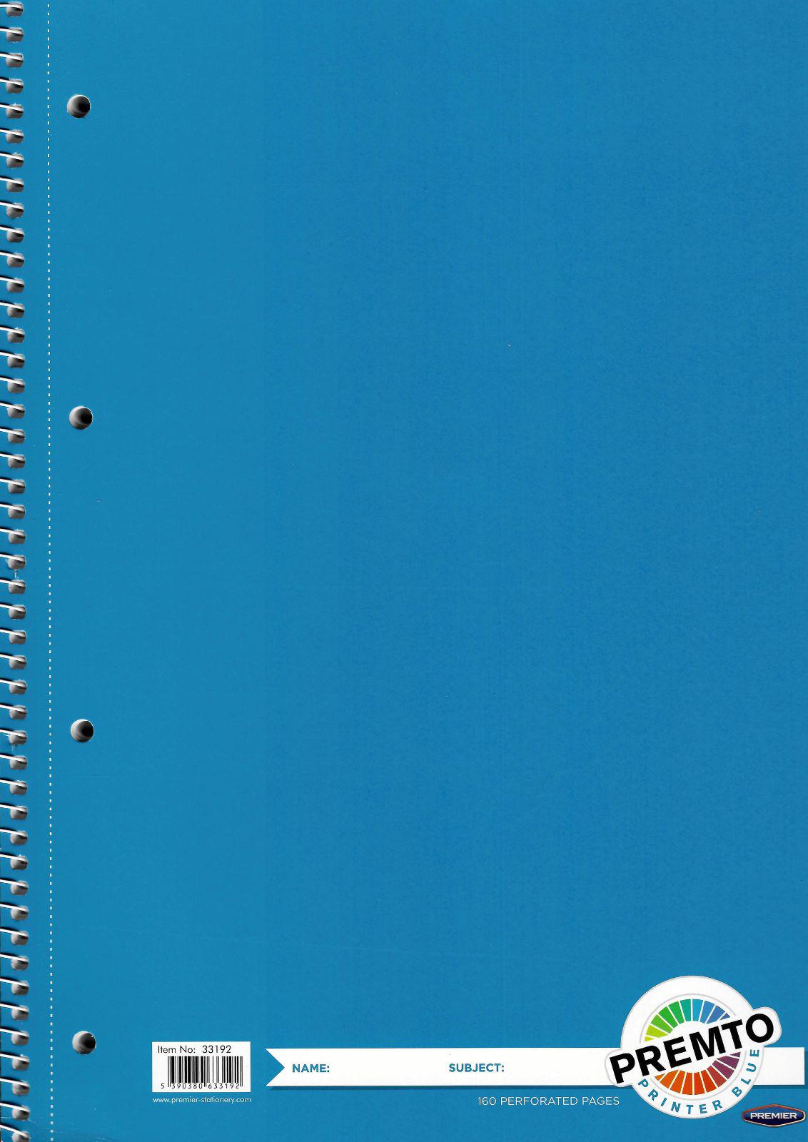 Premto A4 160 page Spiral Notebook - Printer Blue by Premto on Schoolbooks.ie