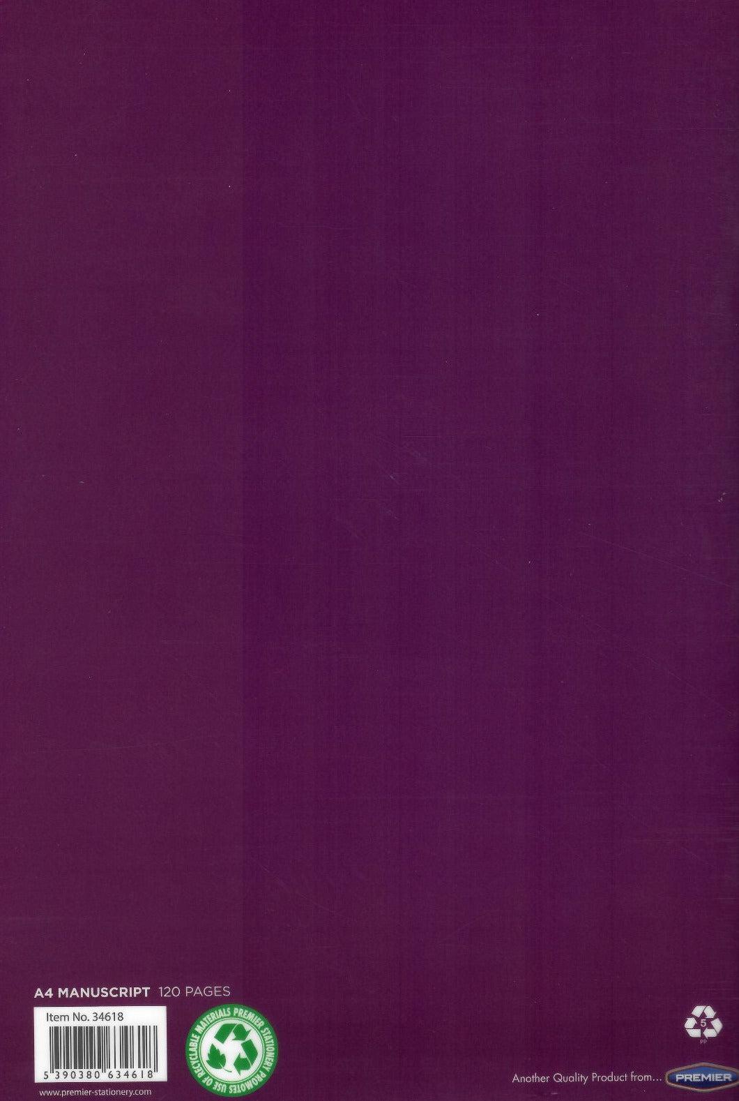 Premto A4 Durable Cover 120 page Manuscript Book - Grape Juice by Premto on Schoolbooks.ie