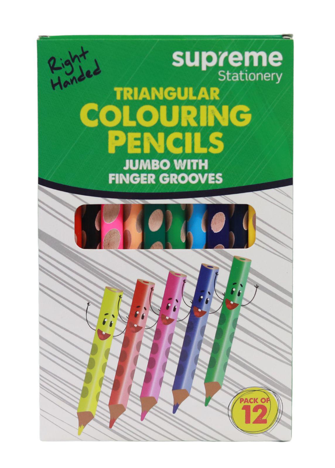 Supreme Stationery - Jumbo Triangular Colouring Pencils - Right Handed - Pack of 12 by Supreme Stationery on Schoolbooks.ie