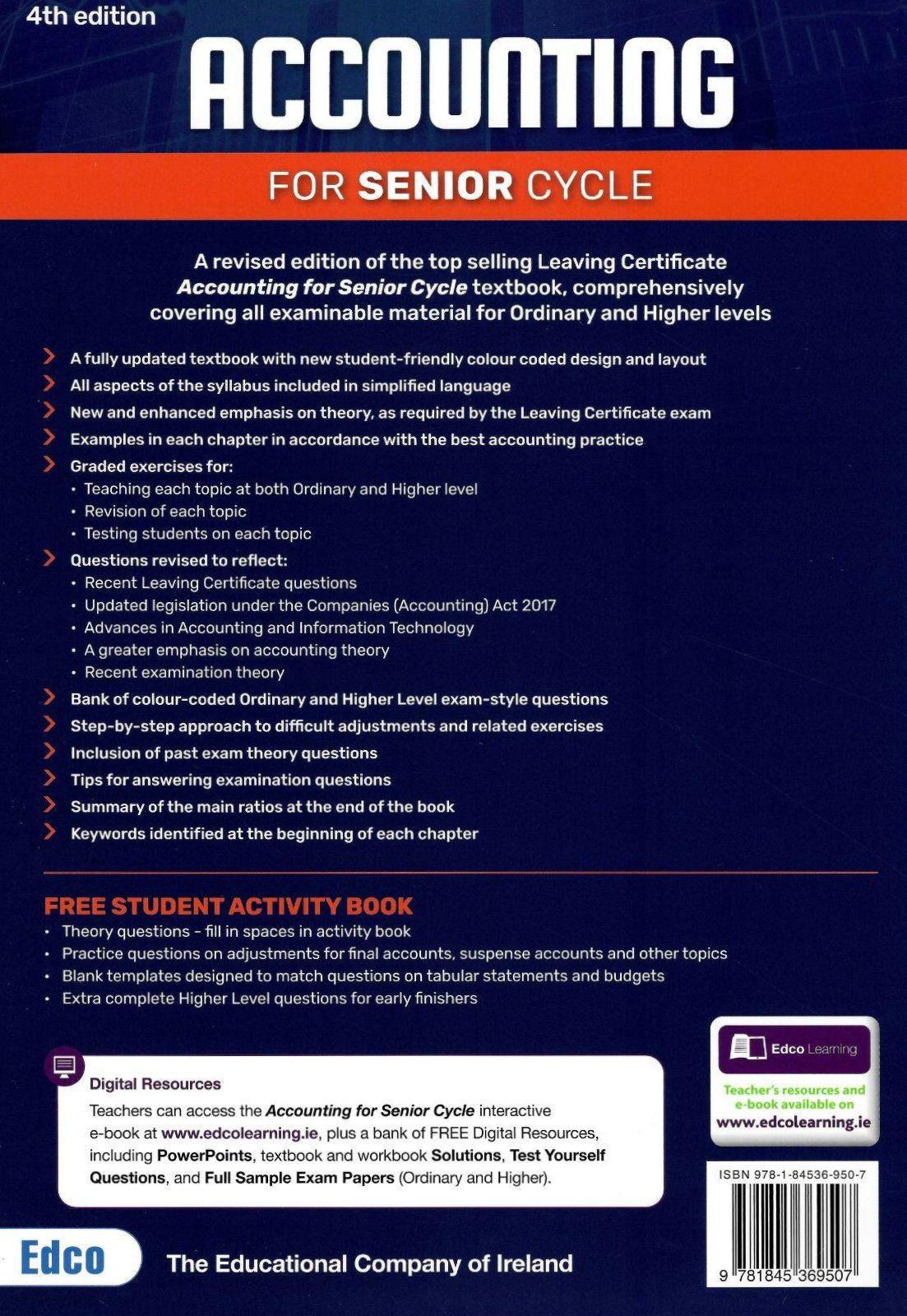 ■ Accounting for Senior Cycle - Textbook and Student Activity Book - Set - 4th / New Edition (2021) by Edco on Schoolbooks.ie