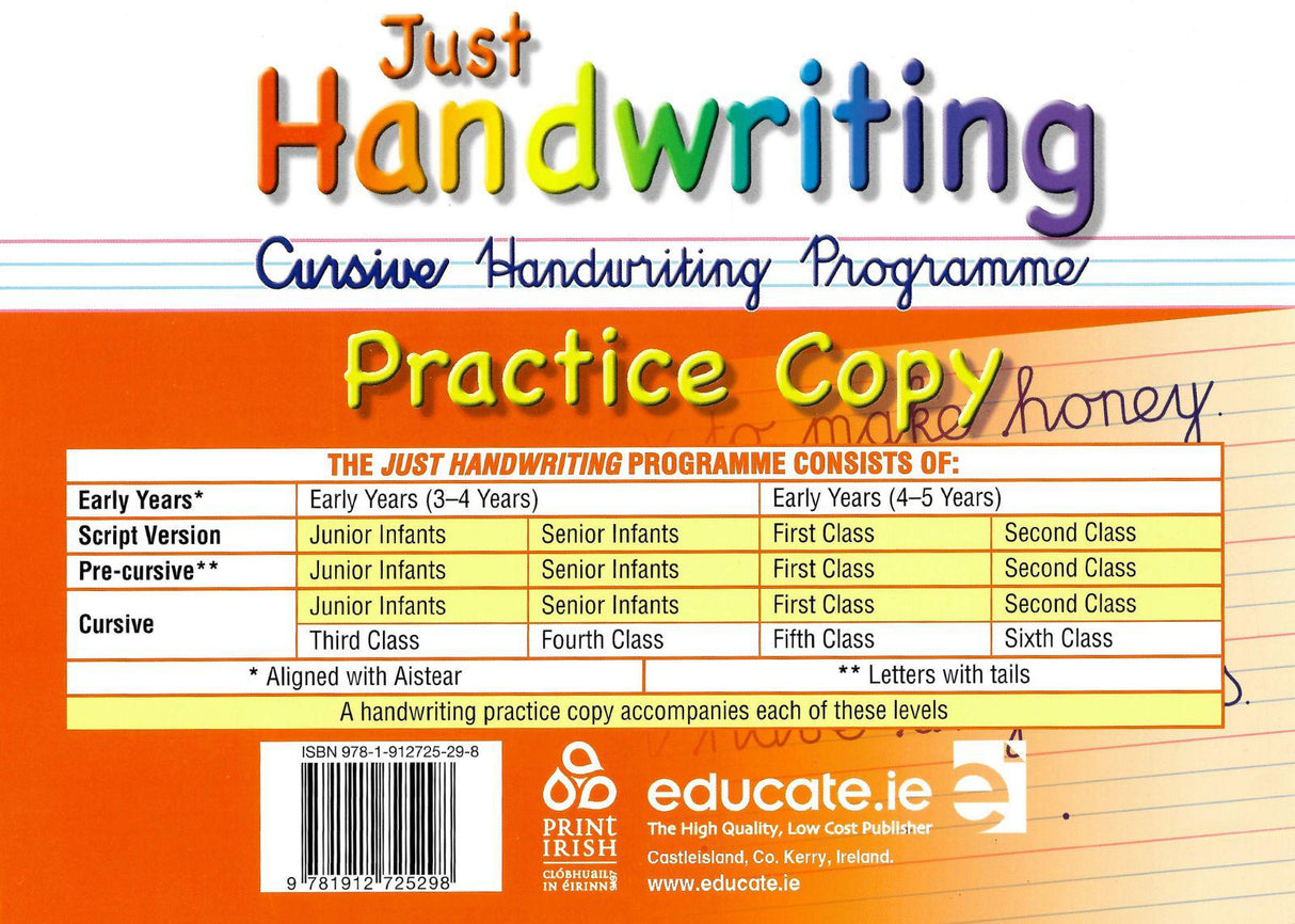 Just Handwriting - 2nd Class - Cursive + Practice Copy by Educate.ie on Schoolbooks.ie