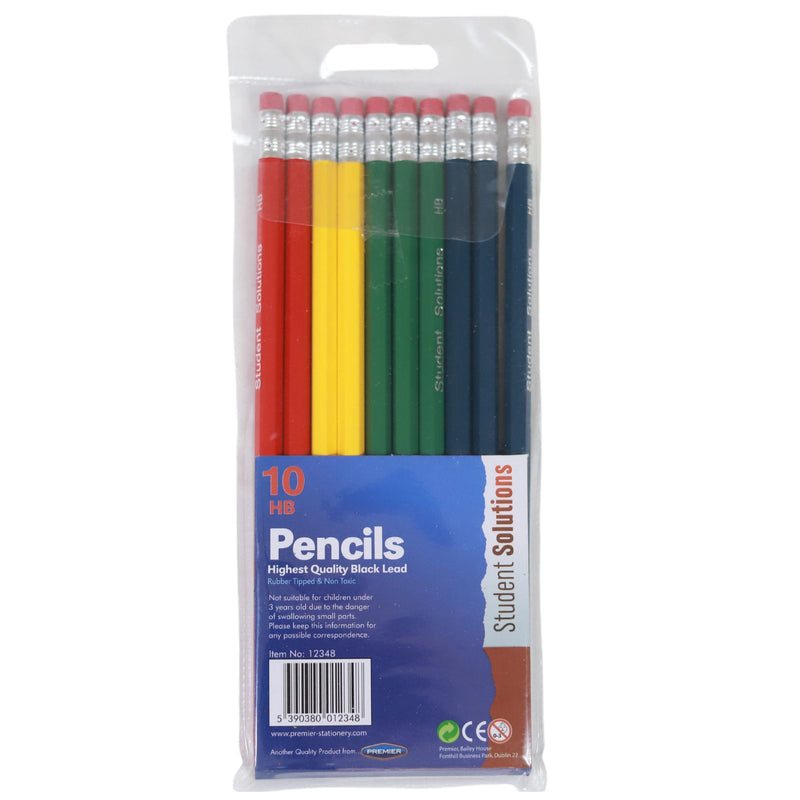 HB Pencils with Rubber Top - Pack of 10 by Student Solutions on Schoolbooks.ie