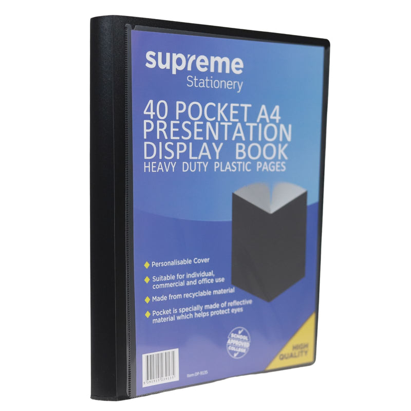 40 Pocket Display Book - A4 - Black by Supreme Stationery on Schoolbooks.ie