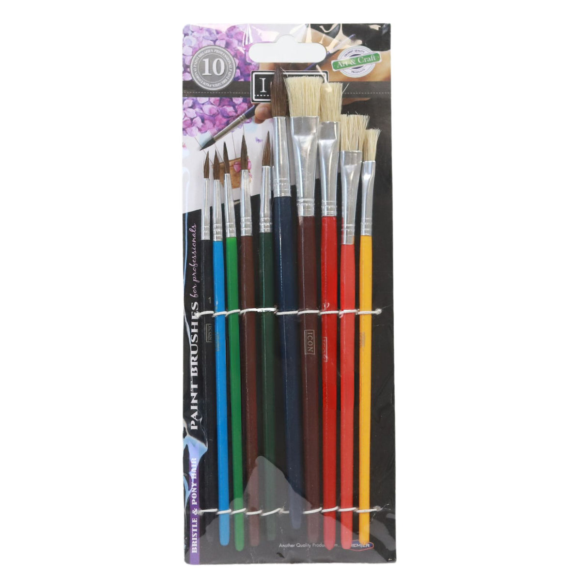 Icon - Assorted Size Paint Brushes - Card of 10 by Icon on Schoolbooks.ie