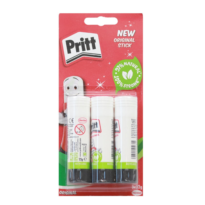 Pritt Glue Stick - 22g - Carded Pack of 3 by Pritt on Schoolbooks.ie