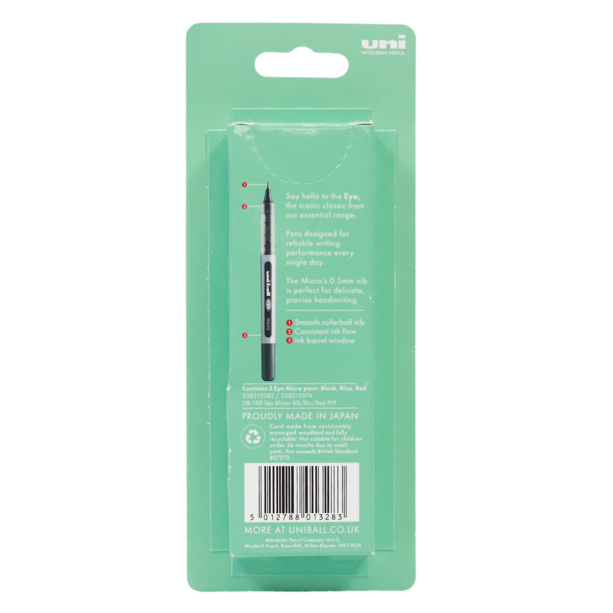 Uni-Ball - 150 Eye Micro 3 Pack - Black / Blue / Red by Uni-Ball on Schoolbooks.ie