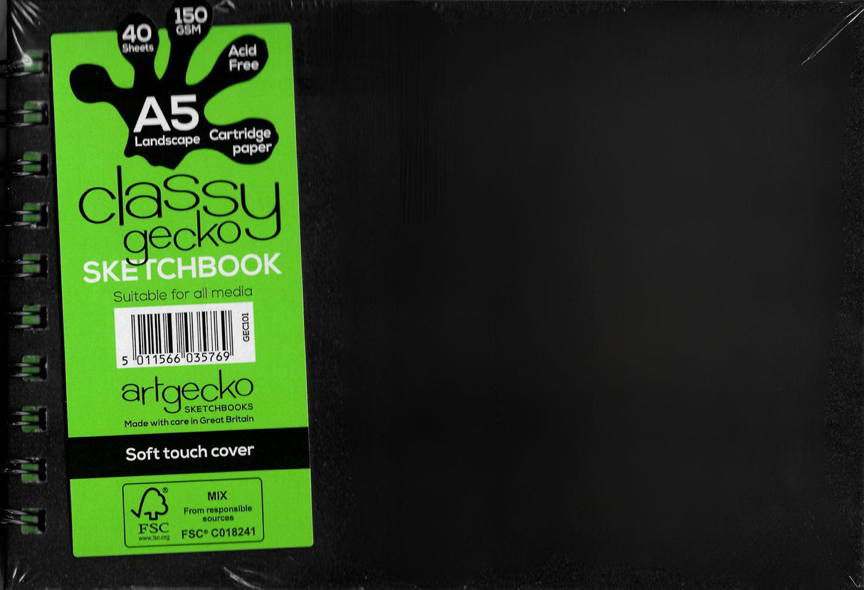 ■ Artgecko - Classy Gecko Sketchbook - A5 Landscape by Artgecko on Schoolbooks.ie