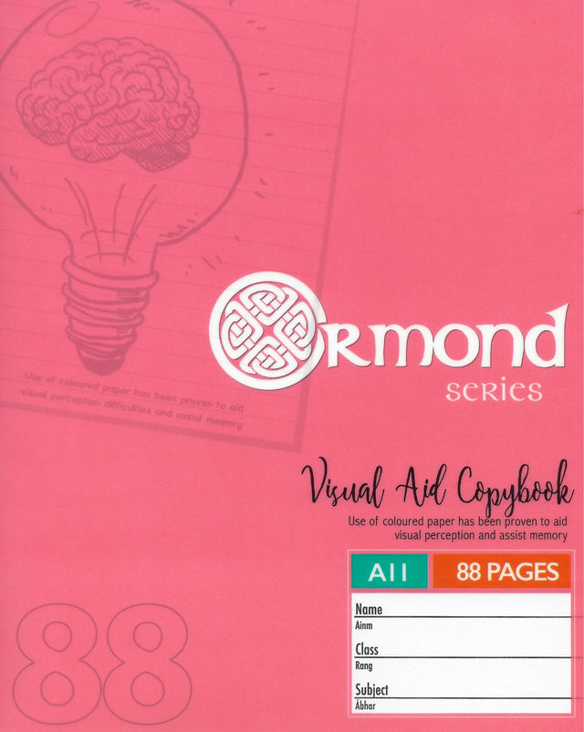 Ormond A11 88 Page Durable Cover - Visual Memory Aid - Copy Book - Pink by Ormond on Schoolbooks.ie