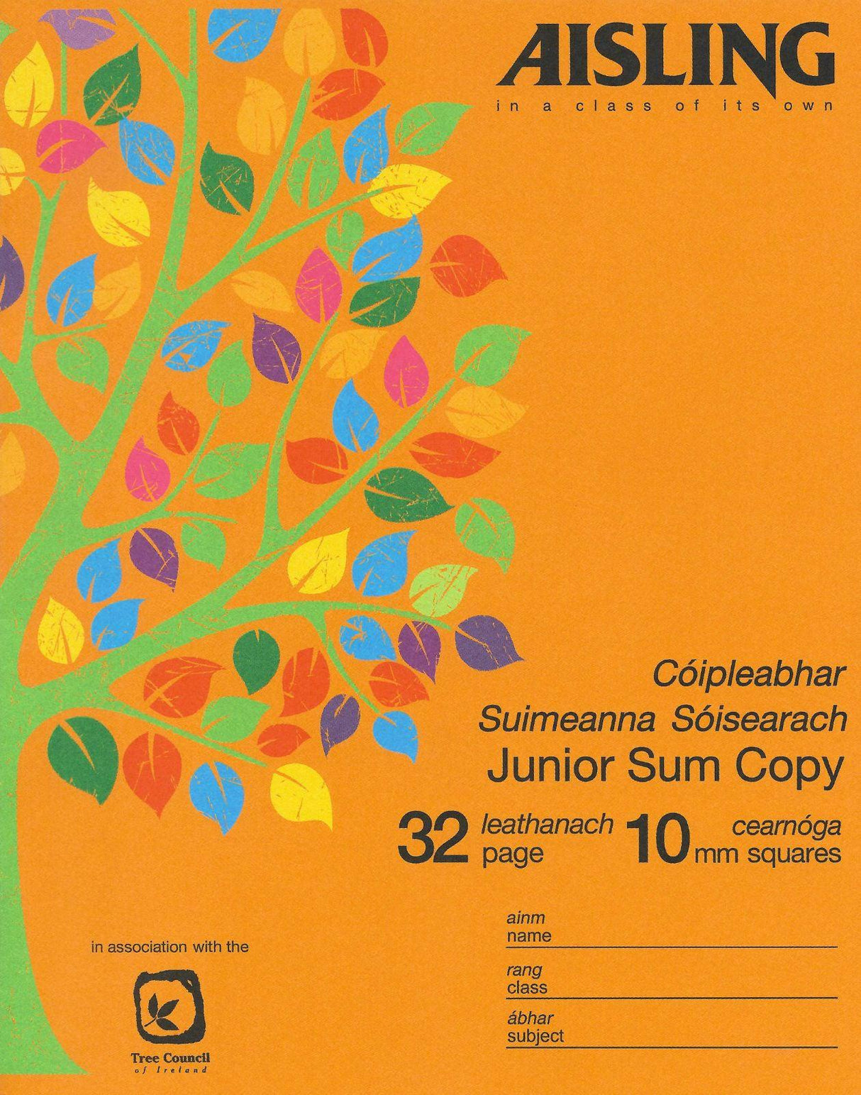 ■ Aisling Junior Sum Copy - 10mm Squares - 32 Page - ASX310 by Aisling on Schoolbooks.ie