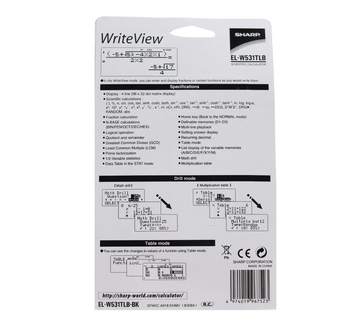 Sharp WriteView Scientific Calculator - EL-W531TL by Sharp on Schoolbooks.ie