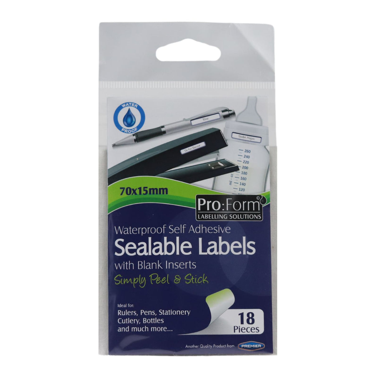 Pro:Form - Waterproof Sealable Labels - Pack of 18 by Pro:Form on Schoolbooks.ie