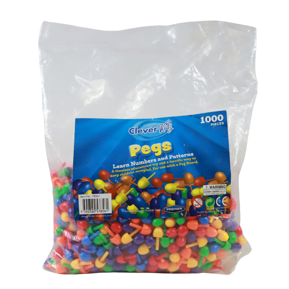 Clever Kidz Bag 1000 Coloured Pegs For Peg Boards by Clever Kidz on Schoolbooks.ie