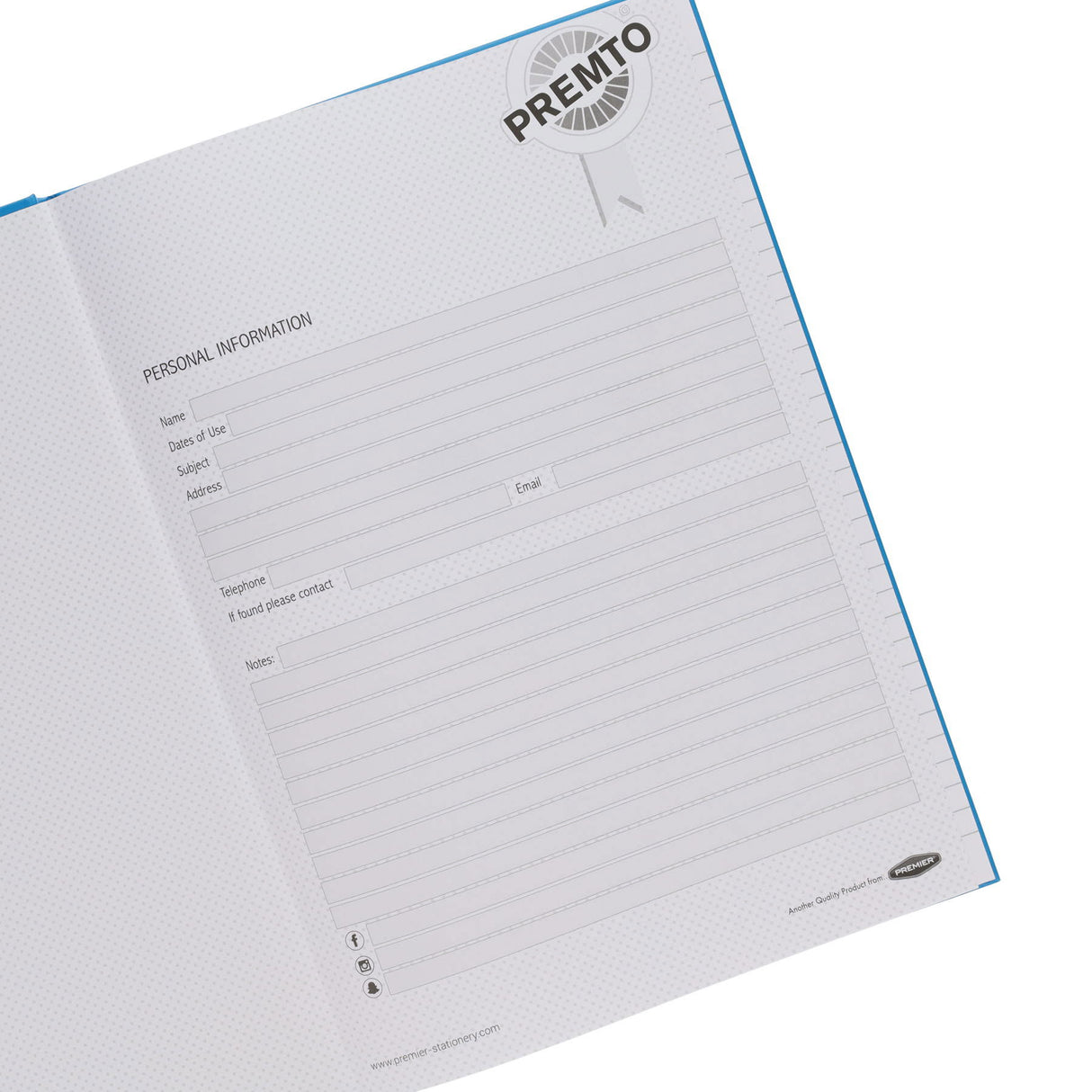 Premto - A4 160pg Hardcover Notebook - Printer Blue by Premto on Schoolbooks.ie