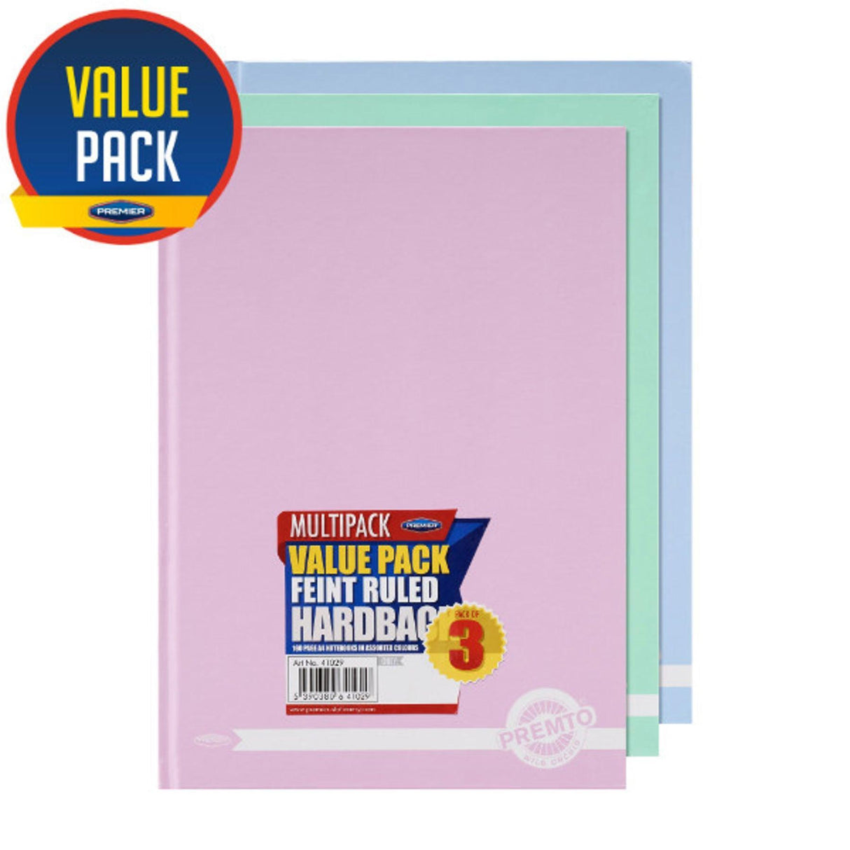 Premto - Hardback Notebooks - Pastel - A4 - 160 Page - Pack of 3 by Premto on Schoolbooks.ie