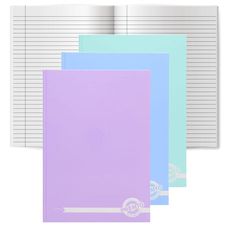 Premto - Hardback Notebooks - Pastel - A4 - 160 Page - Pack of 3 by Premto on Schoolbooks.ie