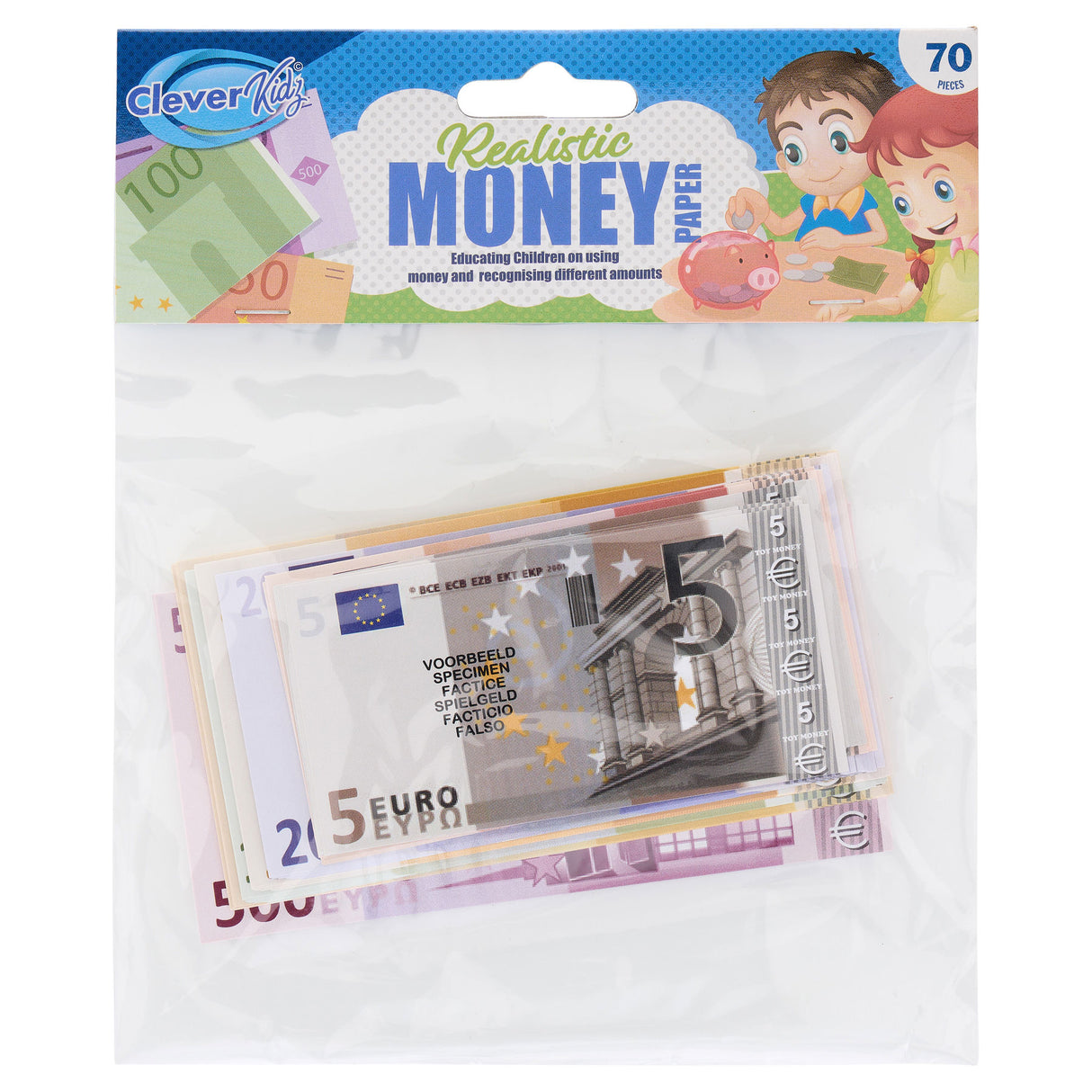 Clever Kidz - Paper Money Set - Euro - 70 Pieces by Clever Kidz on Schoolbooks.ie