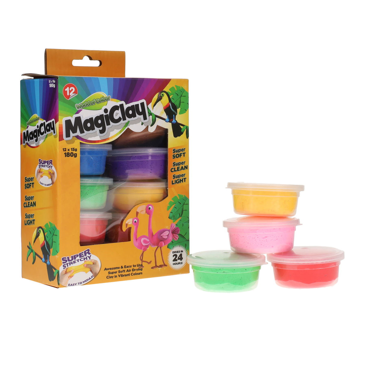 World of Colour - Super Stretchy MagiClay - 12x15g Tubs by World of Colour on Schoolbooks.ie