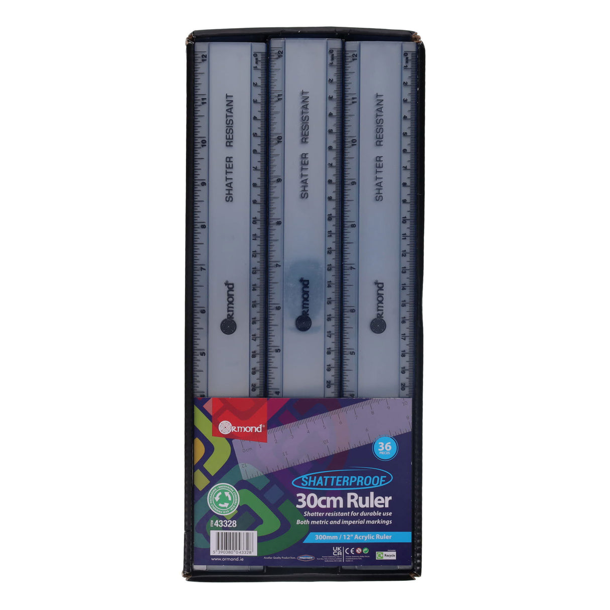 Ormond - Shatterproof Ruler - 12" / 30cm by Ormond on Schoolbooks.ie