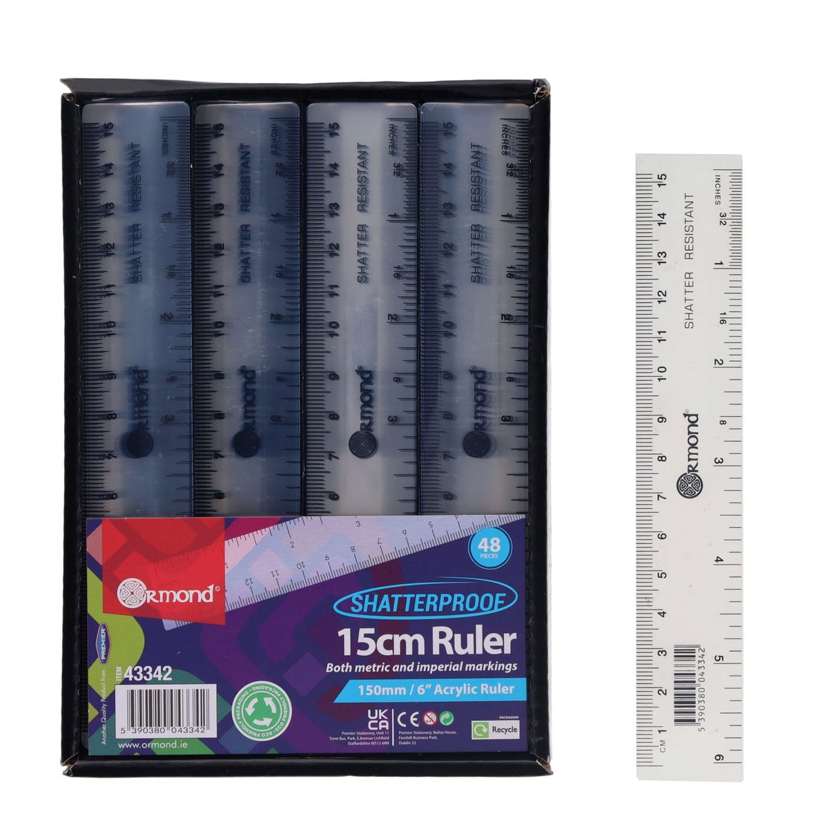 Ormond - 6''/15cm Transparent Ruler by Ormond on Schoolbooks.ie
