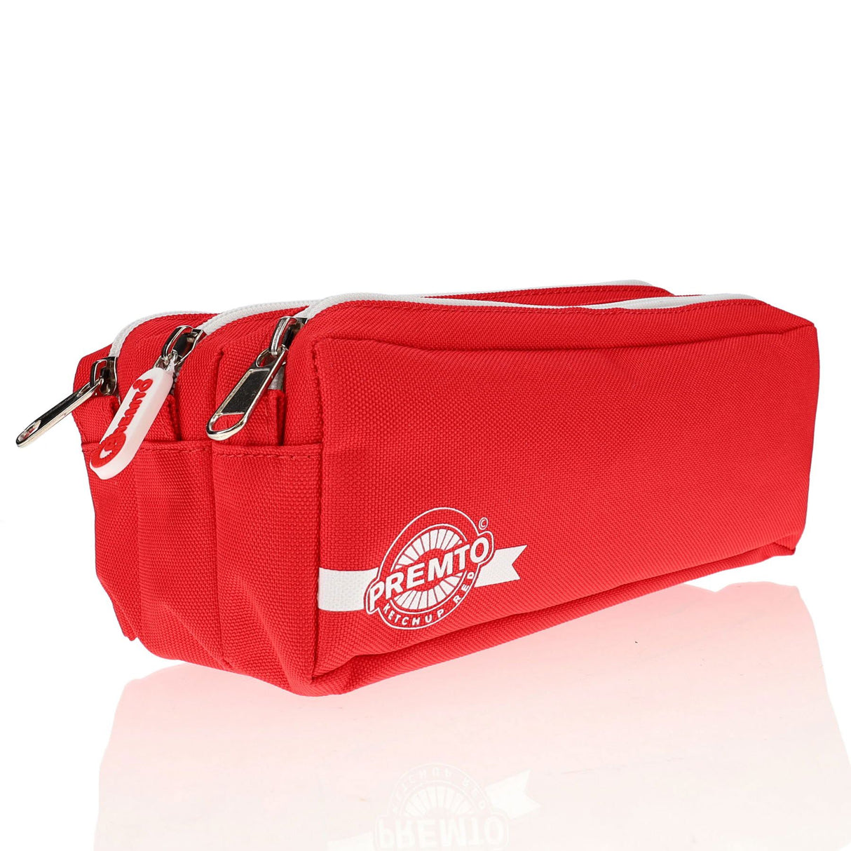 Premto - Pencil Case - 3 Pocket - Ketchup Red by Premto on Schoolbooks.ie