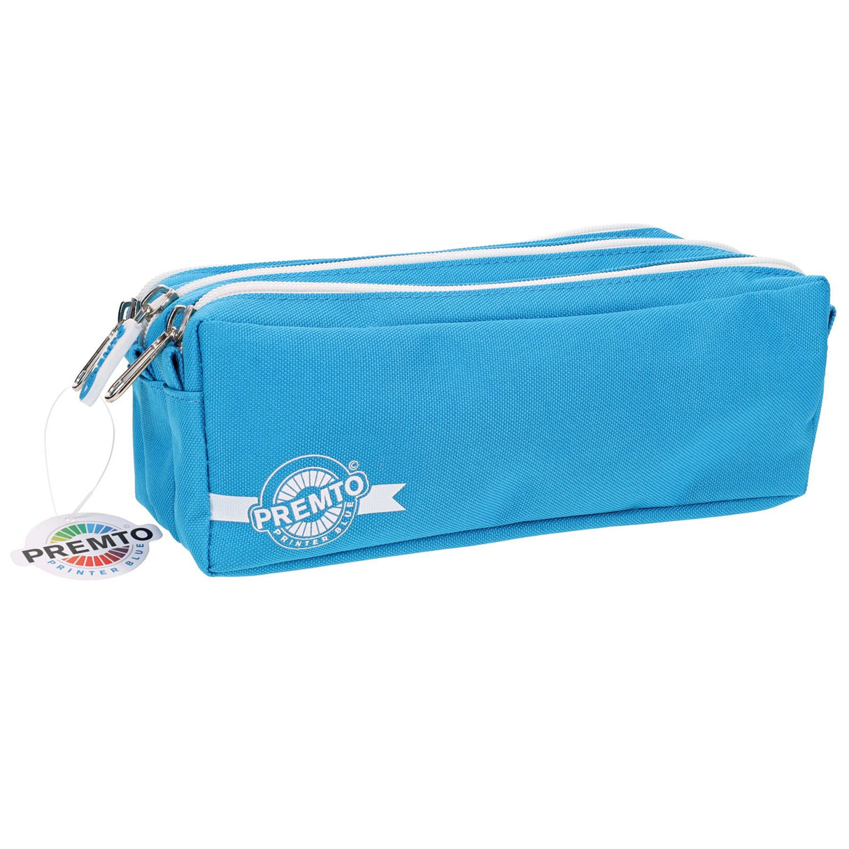 Premto - Pencil Case - 3 Pocket - Printer Blue by Premto on Schoolbooks.ie