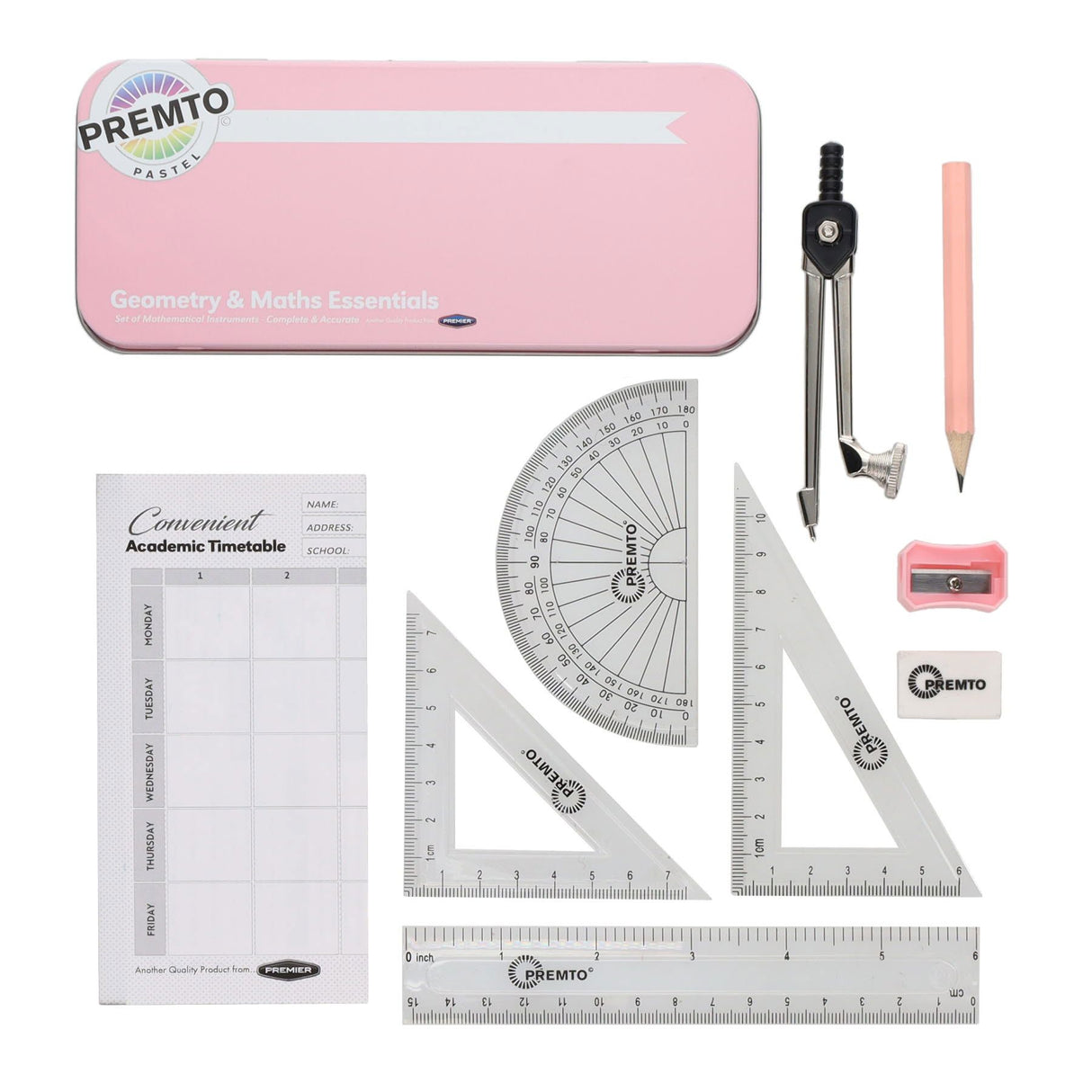 Premto - Pastel Maths Set - 9 Piece - Asst