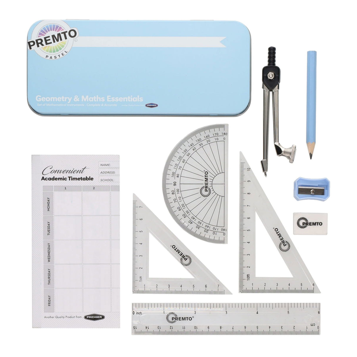 Premto - Pastel Maths Set - 9 Piece - Asst