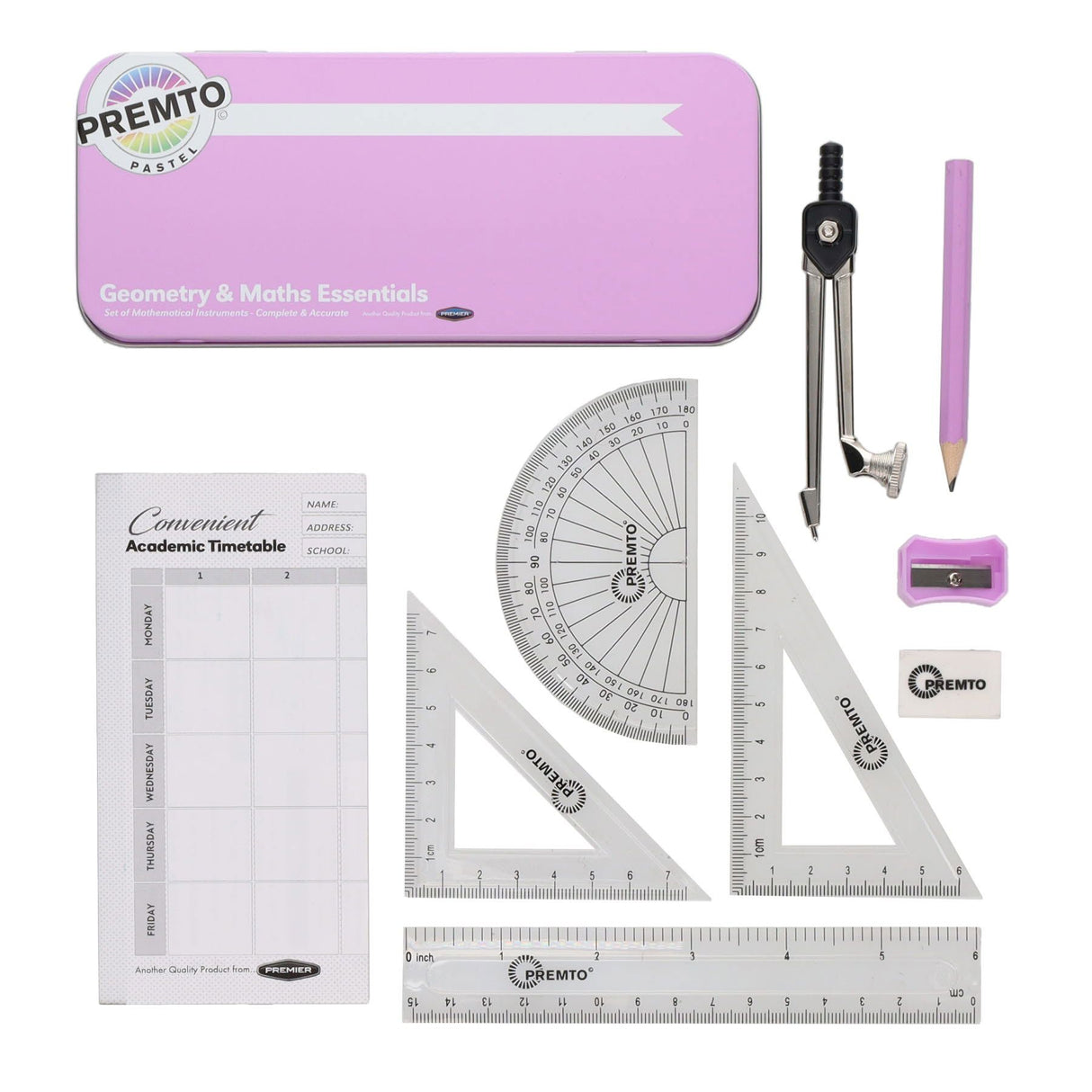 Premto - Pastel Maths Set - 9 Piece - Asst