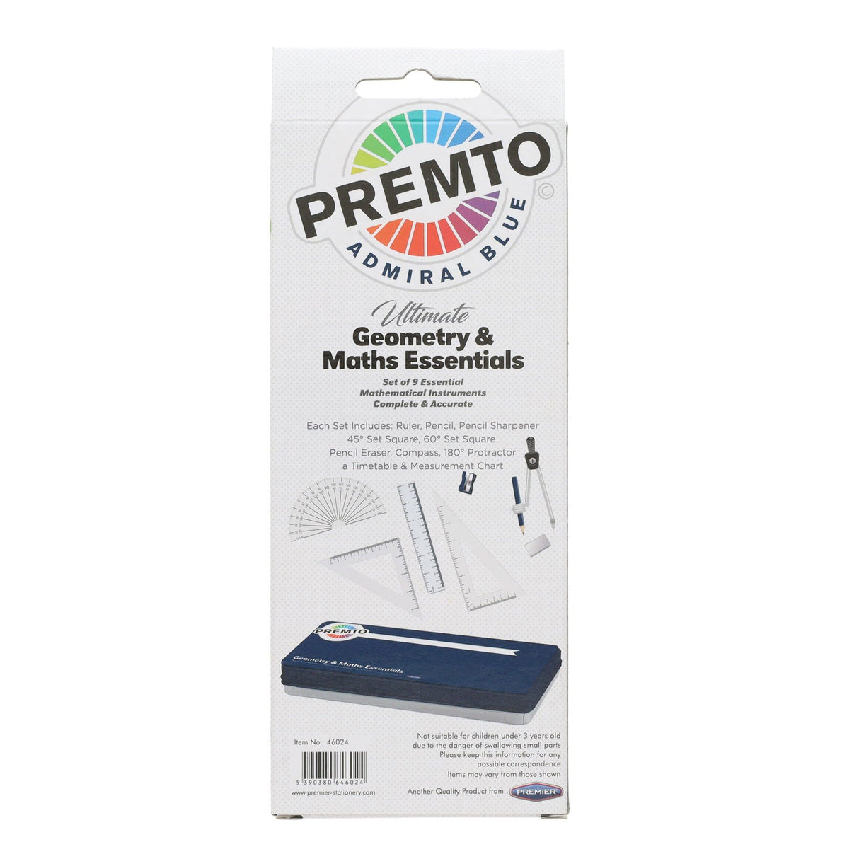 Premto - Maths Set - 9 Piece - Admiral Blue by Premto on Schoolbooks.ie