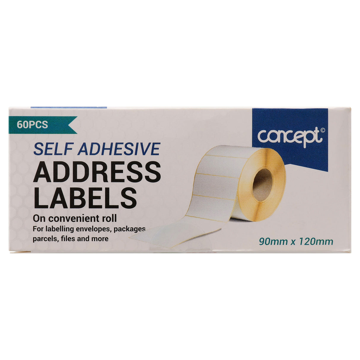 Concept - Large Self Adhesive White Address Labels - Roll of 60 by Concept on Schoolbooks.ie