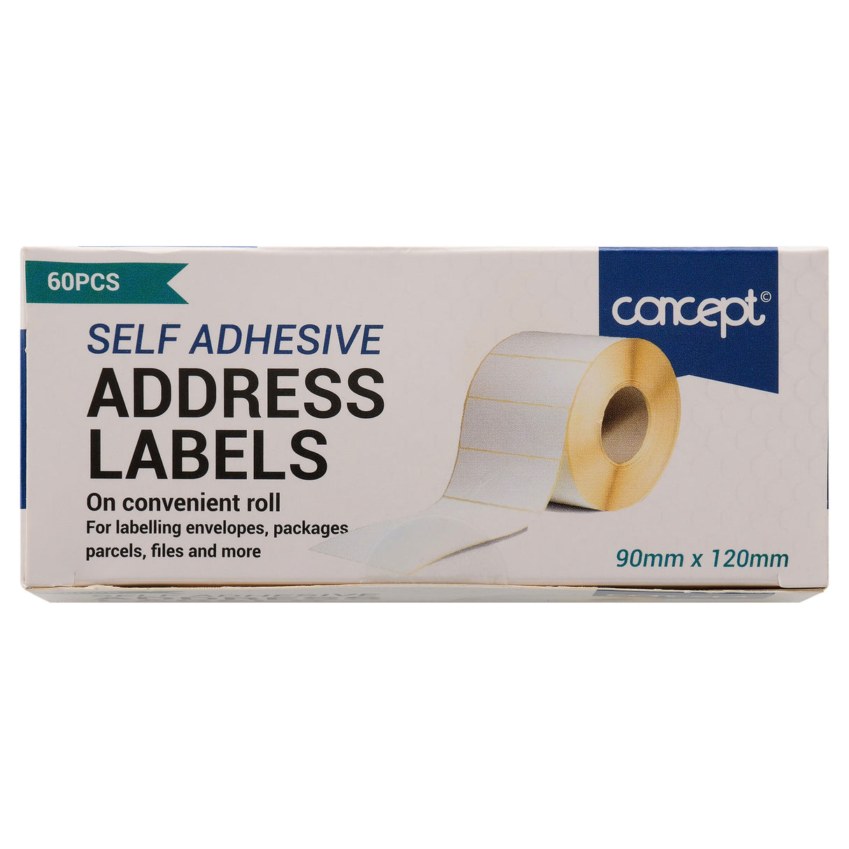 Concept - Large Self Adhesive White Address Labels - Roll of 60 by Concept on Schoolbooks.ie