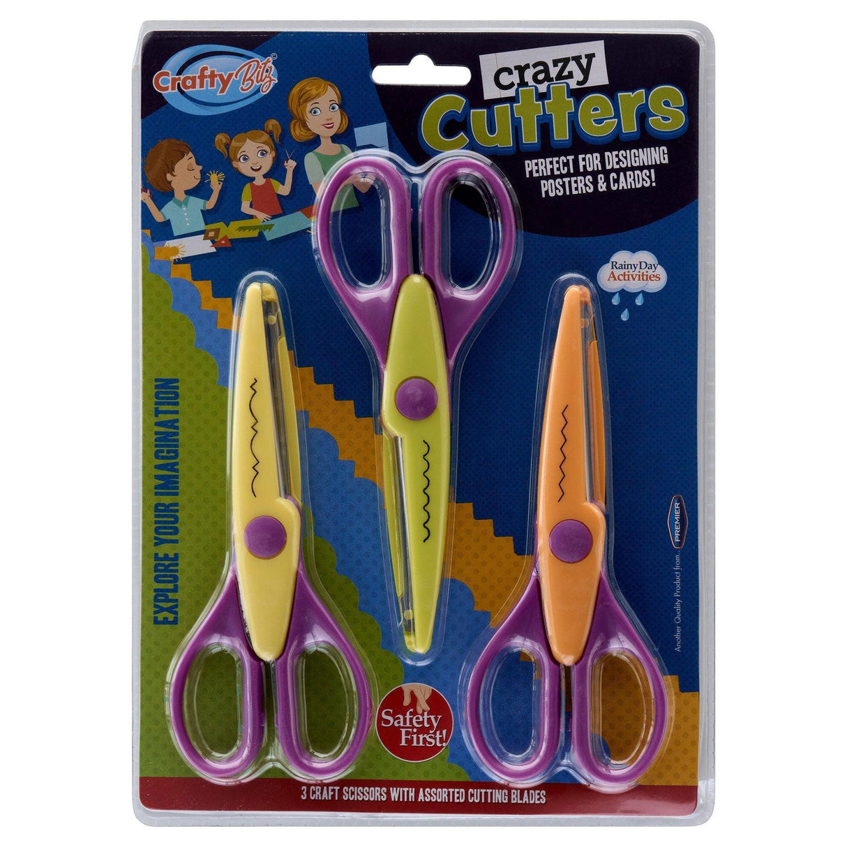 Crafty Bitz - Crazy Cutters Craft Scissors - Pack of 3 by Crafty Bitz on Schoolbooks.ie