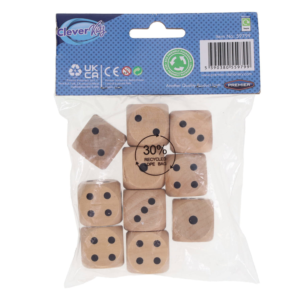 Clever Kidz - Wooden Dice - Pack of 10 by Clever Kidz on Schoolbooks.ie