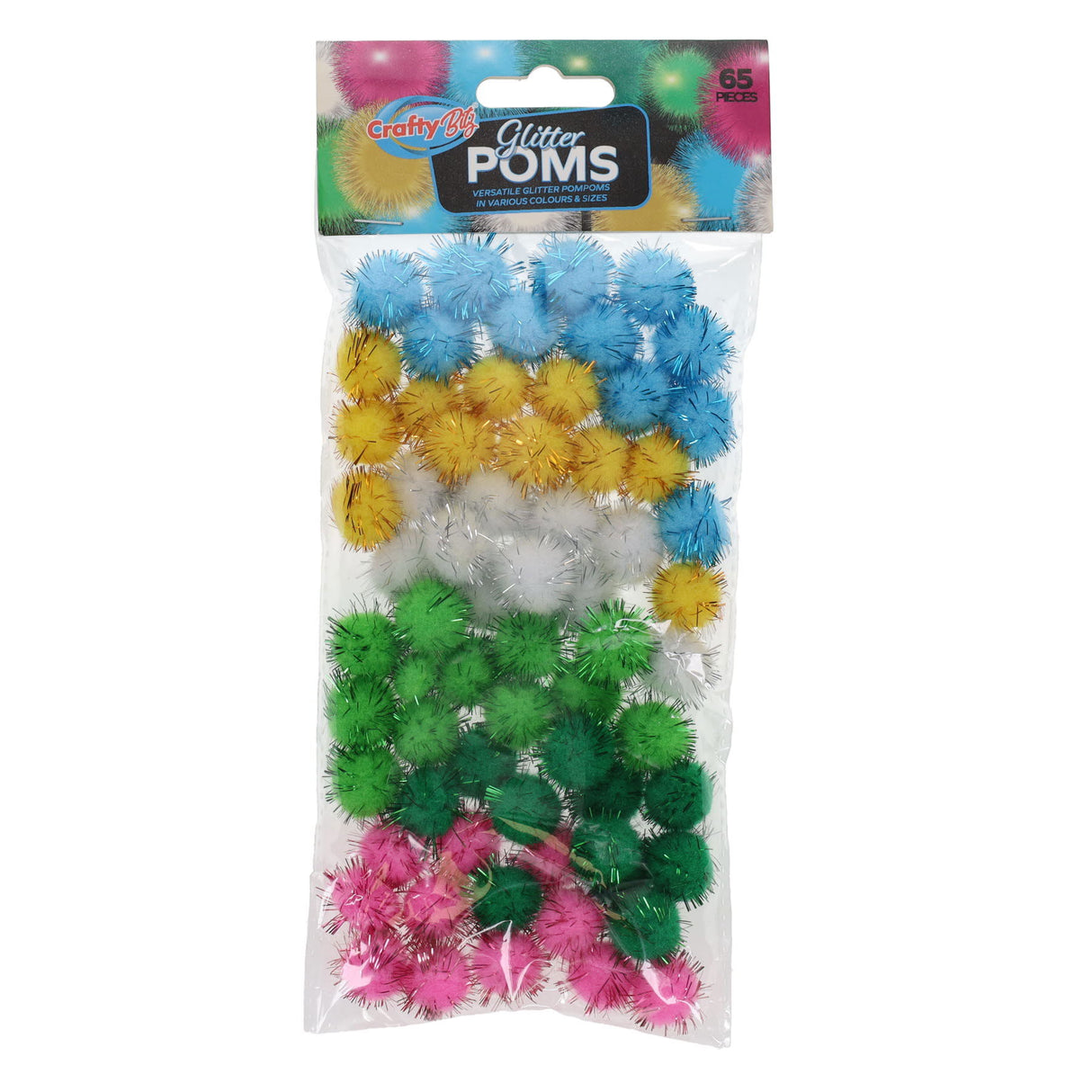 Crafty Bitz - Pom Poms - Glitter - Pack of 65 by Crafty Bitz on Schoolbooks.ie