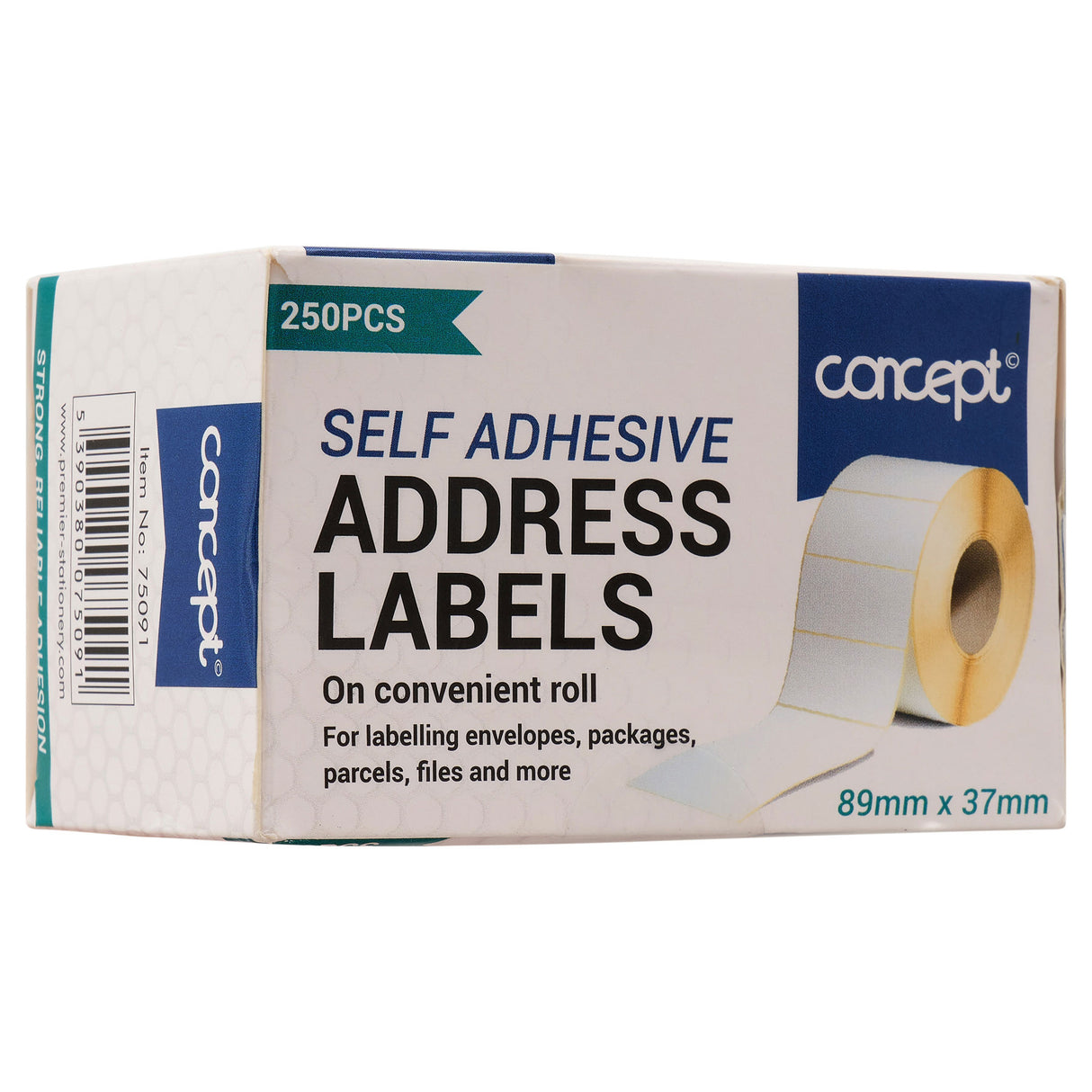 Concept - Self Adhesive White Address Labels - Roll of 250 by Concept on Schoolbooks.ie