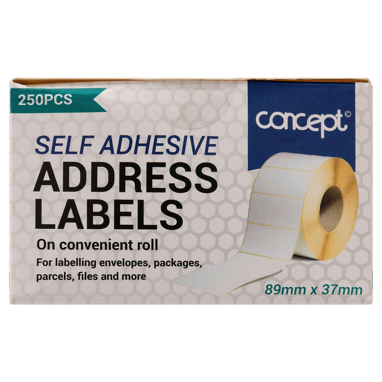 Concept - Self Adhesive White Address Labels - Roll of 250 by Concept on Schoolbooks.ie